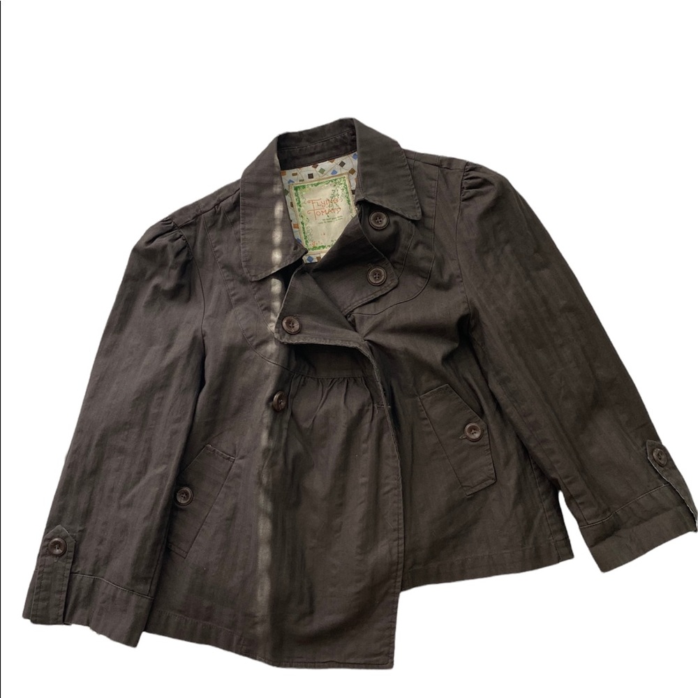 Flying Tomato Peplum Jacket Womens Size Large Brown Cotton